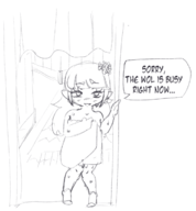 1girl artist:unknown final_fantasy lalafell monochrome solo tataru_taru text towel // 1136x1224 // 321KB