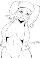 artist:mdf bianca bianca_(pokemon) breasts hat huge_breasts nintendo no_panties no_pants pokemon pokemon_bw // 1062x1505 // 319KB