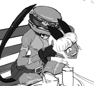 1girl burger cat_girl eating head headless ms._fortune scars skullgirls tail white_hair // 987x908 // 314KB