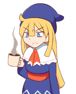 1girl artist:unknown coffee puyo_puyo tired witch // 2247x2758 // 549KB