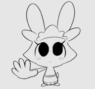 1girl artist:unknown hand_gesture hasha looking_at_viewer mascot monochrome not_vidya rabbit rabbit_girl sketch tdm uniform waitress // 982x916 // 131KB