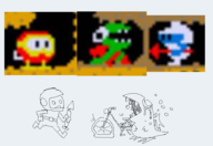 1boy artist:grey bicycle dig_dug frygar monster pooka running taizo_hori // 900x621 // 226KB