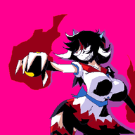 1girl artist:2hufag blush breasts colored crazy huge_breasts seija_kijin shark_teeth smile smiling teeth touhou // 400x400 // 19KB