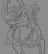 1boy 1girl artist:cranihum bite link midna the_legend_of_zelda twilight_princess // 1105x1251 // 305KB