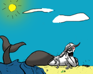 abyssal artist:smudge beach giantess kantai_collection mermaid seaport_hime // 2029x1613 // 409KB