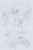 1girl alex artist:grey chicken dancing minecraft skeleton text zombie // 1046x1550 // 58KB