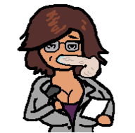 1boy 1girl artist:unknown breasts brown_hair cleavage colored coretta_kelly edit fellatio glasses helldivers huge_breasts looking_at_viewer microphone news_anchor penis suit // 194x192 // 5.7KB