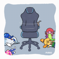 1boy 5girls angela animal_crossing animated artist:mako atri chair chrono_trigger chronoa dizzy dragon_ball dragon_ball_xenoverse isabelle lobotomy_corporation mega_man mega_man_(series) my_dear_moments rosie vomit // 480x480 // 135KB