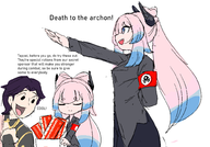 armband artist:unknown genshin_impact kokomi nazi pink_hair salute text // 1000x700 // 110KB