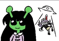 2girls abduction alien artist:unknown green_alien reisen reisen_udongein reisen_udongein_inaba touhou ufo // 1080x753 // 103KB