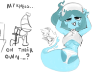 1boy 1girl artist:fuxafuwa breasts colored connie dandy's_world ghost ghost_girl huge_breasts kneeling panties roblox shrimpo sketch smile smiling sword underboob // 711x562 // 230KB