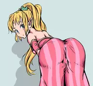 1girl ass bent_over blonde_hair blue_eyes colored looking_back mana_(series) pointy_ears primm secret_of_mana // 1415x1314 // 354KB