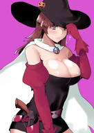 artist:dweller1215 breasts cleavage gun protagonist pumpkin shin_megami_tensei witch // 1166x1651 // 753KB
