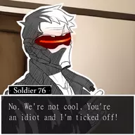 1boy colored dialogue hotel_dusk_room_215 overwatch parody short_hair soldier_76 soldier__76 text // 1000x1000 // 385KB