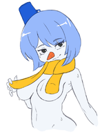 1girl artist:pepsi bucket gijinka mario_kart personification scarf snowman sweating underboob // 633x822 // 167KB