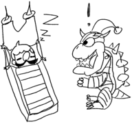2boys artist:unknown bed bowser luigi pyjamas sleeping super_mario // 2612x2459 // 127KB