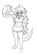 1girl android_21 artist:goseb90 dragon_ball_fighterz dragon_ball_z glasses long_hair majin_android_21 tail // 616x912 // 112KB