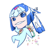 artist:mateus_upd blue_eyes colored cyber-elf fairy_leviathan mega_man_(series) mega_man_zero smug // 600x664 // 160KB
