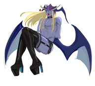 colored condom crossdressing darkstalkers heart high_heels jedah_dohma lingerie // 956x861 // 315KB
