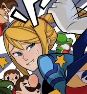 animal_crossing artist:splashbrush colored donkey_kong donkey_kong_(series) greninja luigi male_villager mario metroid new_leaf pokemon samus_aran super_mario super_smash_bros yoshi zero_suit_samus // 1116x1207 // 343KB