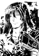 1boy artist:dweller1215 fallout gun ian monochrome // 1457x2064 // 2.2MB