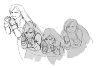 artist:pomki black_hair demsey_roll ffvii final_fantasy final_fantasy_vii long_hair monochrome sweat sweate tifa_lockhart // 2238x1564 // 779KB