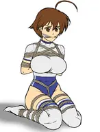 artist:reptileye bondage brown_hair gagged gym_clothes gym_uniform thigh_highs umihara_kawase umihara_kawase_(series) // 914x1200 // 389KB