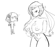 1boy 1girl areolae artist:piopoi breasts fire_emblem fire_emblem_fates huge_breasts kagero monochrome nipples nude pussy sakura sketch tagme // 1112x948 // 221KB