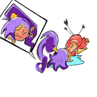 1girl arrow artist:unknown crying defeat ponytail purple_hair shantae shantae_(series) wayforward // 720x720 // 302KB