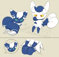 1boy 1girl 2koma ? artist:macromin city colored comic crushing macro meowstic people pokemon question_mark shocked sitting tdm thighs // 2380x2298 // 994KB