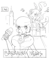1girl background dinosaur matilda_caskett mega_man_(series) mega_man_legends_2 microphone monochrome seiran text touhou // 614x719 // 95KB