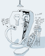 1boy 1girl angry artist:grey clock coffin dialogue digital_clock heart heart_pupils horny leviathan_(skullgirls) looking_at_partner sketch skullgirls squigly text // 516x630 // 24KB