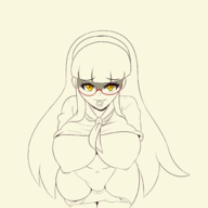 1girl artist:iggy_bomb breasts condom glasses headband huge_breasts long_hair nipples panties persona persona_(series) persona_4 pov pussy school_uniform shadow_yukiko shin_megami_tensei sketch uniform yellow_eyes yukiko_amagi // 2000x2000 // 456KB