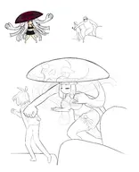 1boy 1girl artist:onion_jigoku comic cup hair_limbs mushroom_girl parody punching ruza tagme // 3402x4188 // 1.9MB