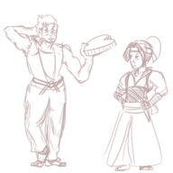 embarrassed kasumi_todoh king_of_fighters ryo_sakazaki the_king_of_fighters valentine valentine's_day_collab_2017 // 1600x1600 // 830KB