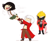 artist:kiwi colored dante devil_may_cry dmc_3 lady_(devil_may_cry) the_wonderful_101 wonder_red // 750x645 // 167KB