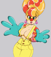 1girl arms_(game) breasts colored earrings gloves green_eyes happy lipstick lola_pop // 911x1024 // 645KB