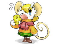 1girl artist:mariogrant ashley_graham blonde_hair blue_eyes boots cheese colored food mouse mouse_girl moushly resident_evil resident_evil_4 skirt // 799x602 // 325KB