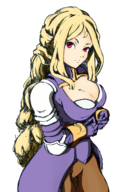 1girl agrias_oaks artist:mryoso901 blonde_hair cleavage colored final_fantasy final_fantasy_tactics huge_breasts red_eyes // 1606x2721 // 2.0MB