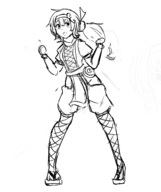 1girl artist:triggerdex compa hyperdimension_neptunia kunoichi ninja ponytail sketch // 3034x3628 // 1.6MB