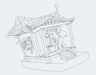 1boy 2girls artist:grey confused cum diorama doggy_style hakurei_shrine reimu_hakurei sex touhou // 1123x883 // 40KB