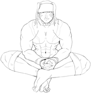 1boy alex artist:unknown bondage monochrome muscles nude street_fighter // 968x986 // 217KB