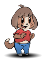 1boy animal_crossing black_eyes colored digby fang happy smile third-party_coloring // 400x507 // 96KB