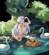 1girl artist:pufflestown cherry cupitan dress granblue_fantasy huge_breasts swan // 1783x2020 // 2.0MB