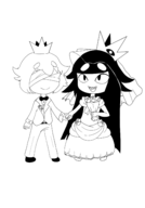 1boy 1girl bandages blind_prince blindfold bow chibi crown dress flowers hand_holding liar_princess lineart long_hair sharp_teeth smile suit the_liar_princess_and_the_blind_prince wedding_dress wedding_suit // 1668x2388 // 499KB