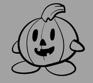 1boy artist:gusgux jack-o'-lantern kirby kirby_(series) lineart monochrome pumpkin // 1083x960 // 99KB