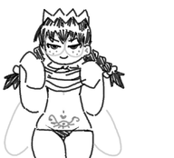 1girl artist:2x fairy_queen glasses kirby_(series) kirby_64_the_crystal_shards panties sketch skirt skirt_lift smile smug // 849x770 // 51KB