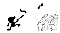 animated gif monochrome mr._game_&_watch pikmin // 256x144 // 30KB