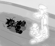 3boys artist:chrisfantasy dancing donald_duck goofy kingdom_hearts parody sora // 719x604 // 314KB