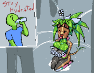 1boy 1girl anon artist:unknown blaster_master_zero kanna kneeling peeing pixel_art queen_of_v_2025 // 828x640 // 15KB